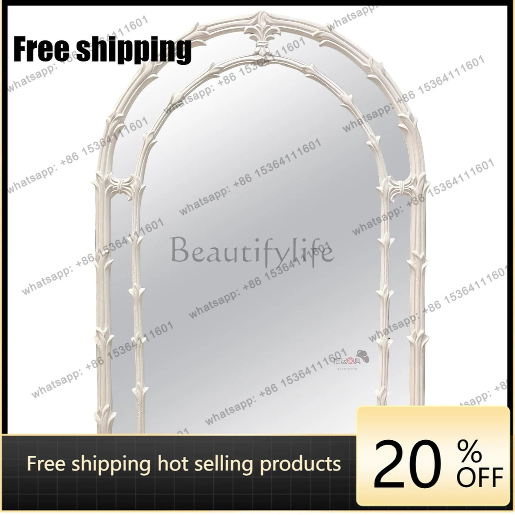 LJY European retro decorative mirror wall hanging art entrance living room fireplace mirror