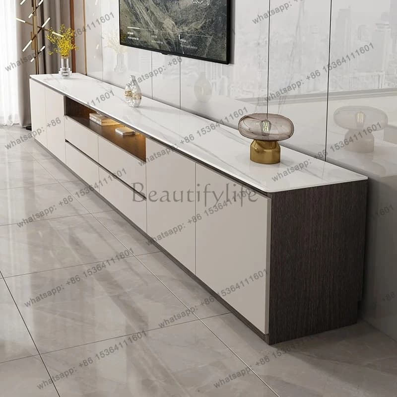 Slate floor-to-ceiling TV cabinet light luxury modern simple small apartment living room home advanced sense