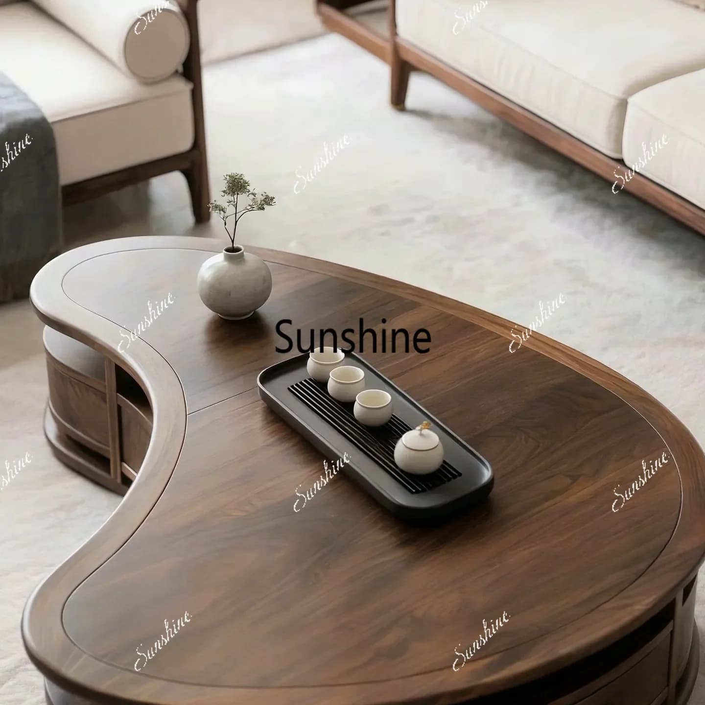 YSpecial-shaped coffee table solid wood new Chinese-style living room model room furniture customization