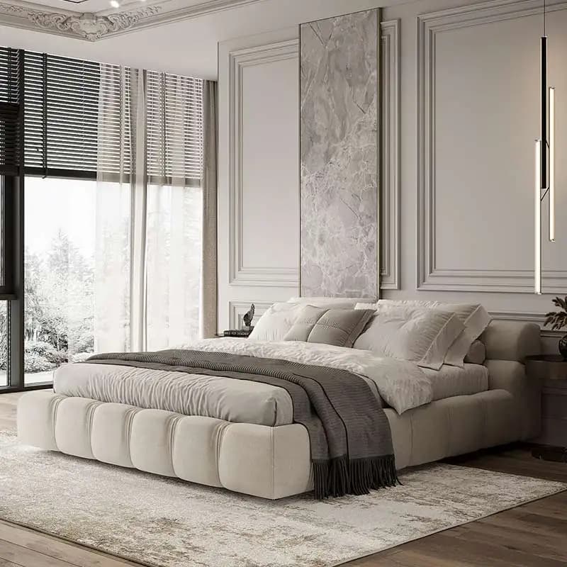Fashionable Ltalian Style Bed Aesthetics High End Confortable Quality Bed Master Bedroom Light Luxury Cama De Casal Furniture