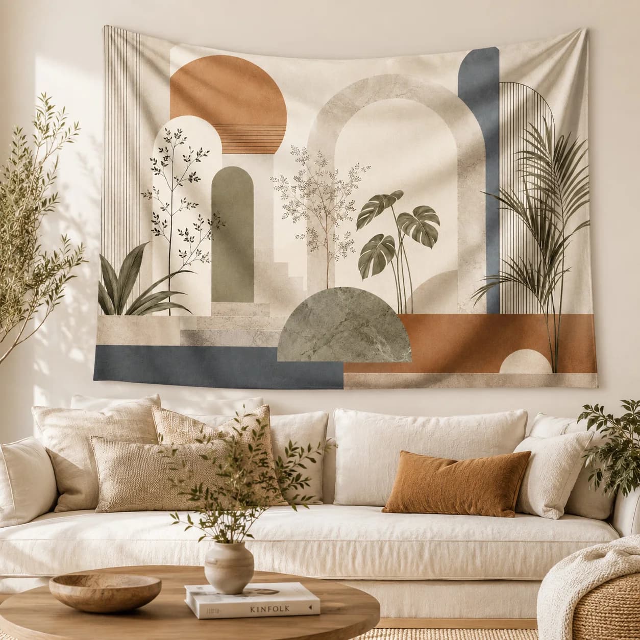 Boho Sun Tapestry Wall Hanging Abstract Landscape Geometric Aesthetic Room Decor Modern Living Room Fabric Tapestries Gift
