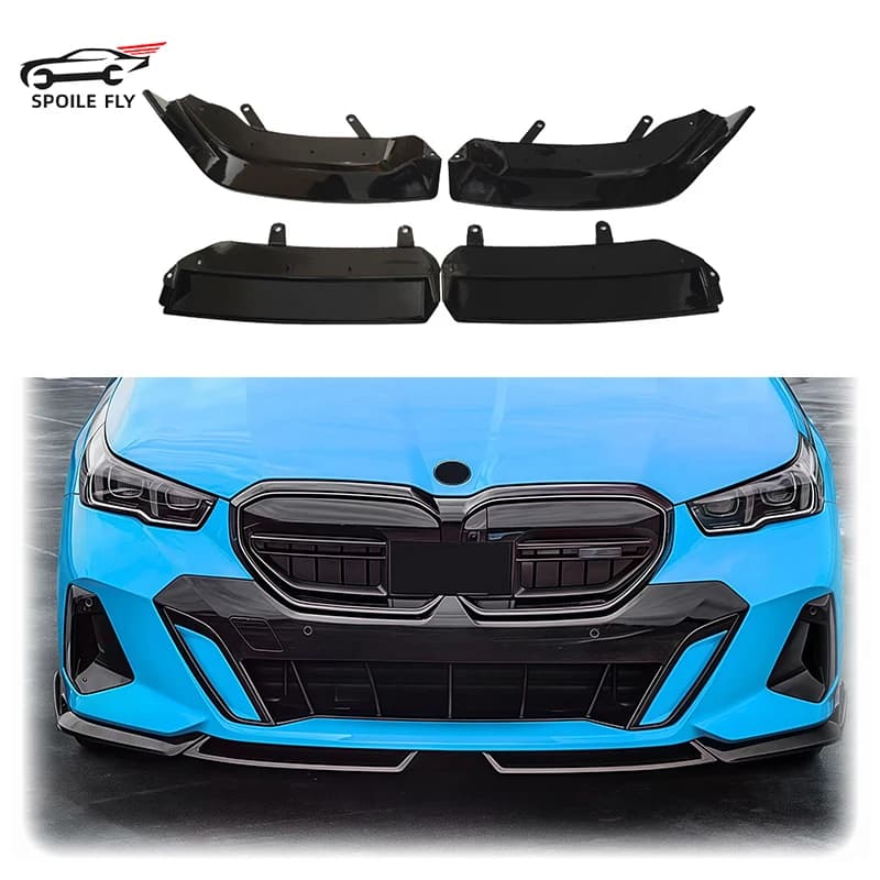 4PCS M Performance Style Front Lip Bumper Body Kit Glossy Black For BMW 5 Series G60 G61 I5 M60 M Sport 520d 530e 550e 2023+