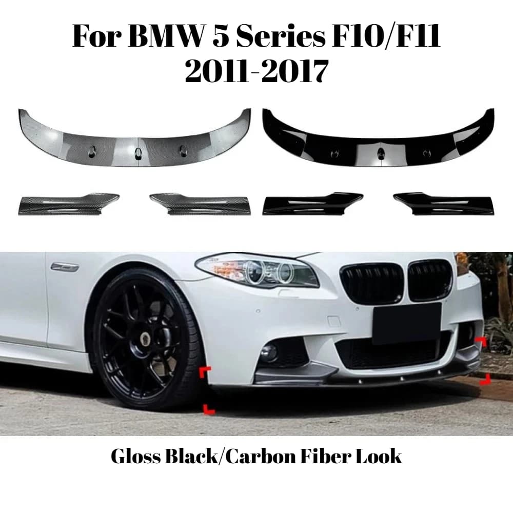 For BMW 5 Series F10/F11 2011-2017 Front Lip/Splitter/Front Bumper Corner Spoiler Exterior Styling Upgrade Modification Part