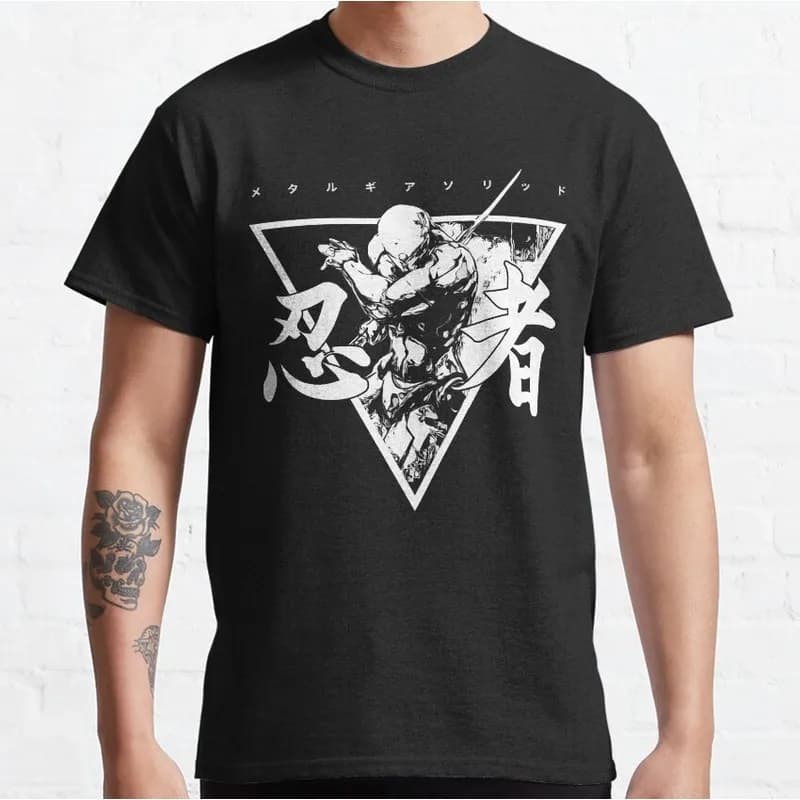 Metal Gear Solid MGS Game Print T‑Shirt Gray Fox White Short Sleeve O‑Neck Tees Tactical Espionage Casual Streetwear Gamer Tops