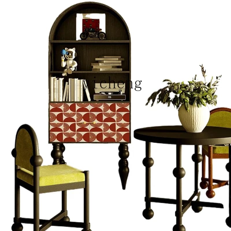 Art Bookcase Solid Wood Living Room Storage Chest of Drawers Bedroom Bedside Ornament Clothes Closet