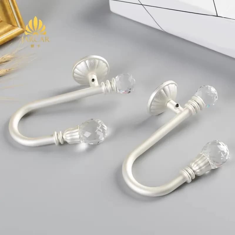2Pcs/Window Screen U-shaped Crystal Wall Hook Modern Simple Curtain Hook Creative Decoration Zinc Alloy Wall Hook