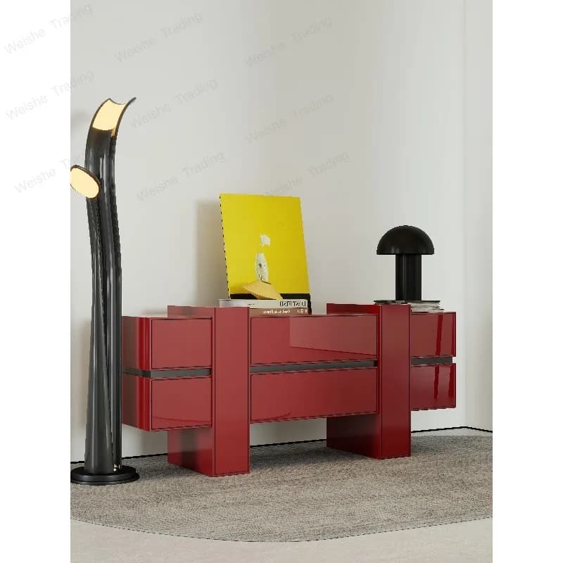 Italian minimalist entrance cabinet light luxury high-end living room, art drawer creative storage cabinet