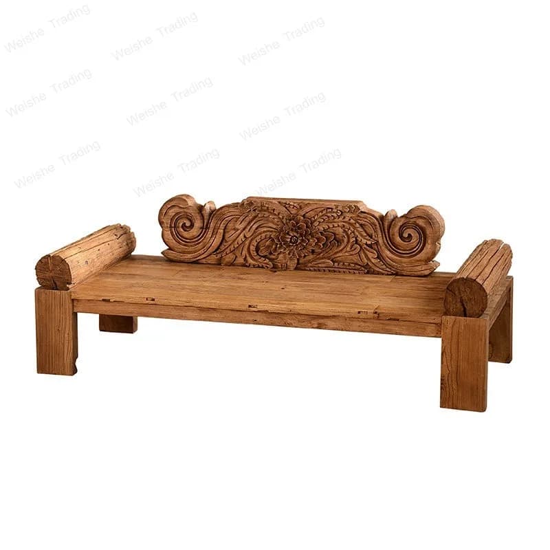 Carved Arhat Bed Sofa Chair Solid Wood Sofa Bed Antique Weathered Old Door Panel Small Homestay Furniture