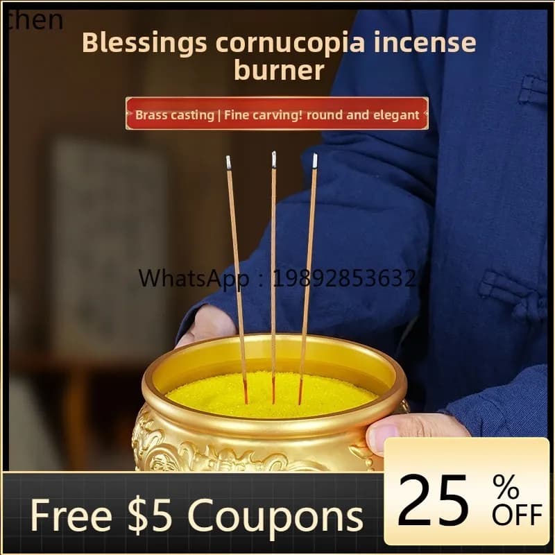 pure brass, incense offering to the God of Wealth, special Buddha incense inserting incense, indoor  burner cornucopia