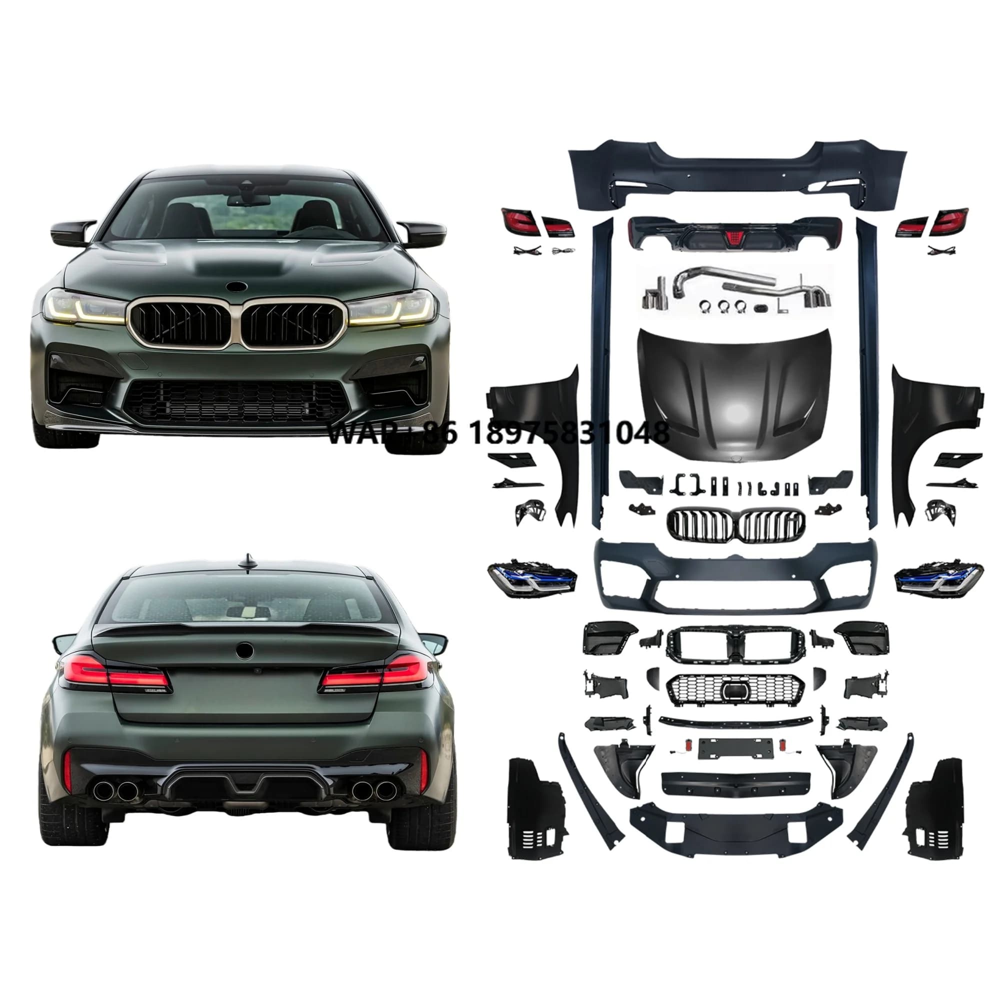 2026 New Style for Series F10 2011-2017 Upgrade to G30 LCI M5CS F90 Bodykit Hot Sale with Fender Headlights Facelift Parts
