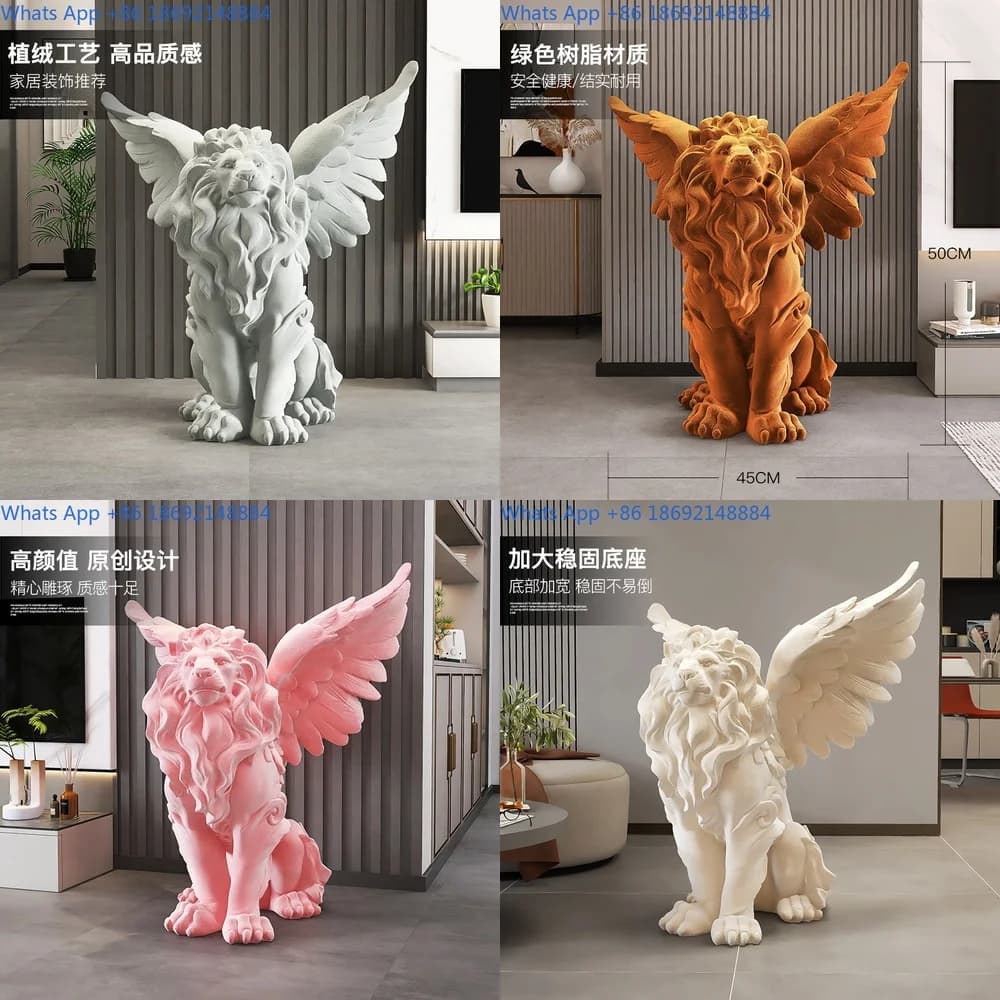 Nordic Style Lion Floor Sculpture for Living Room Office Lobby Decor and Housewarming Gift