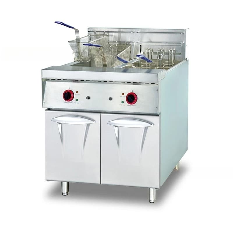 Commercial vertical double-cylinder electric fryer for frying tempura fries