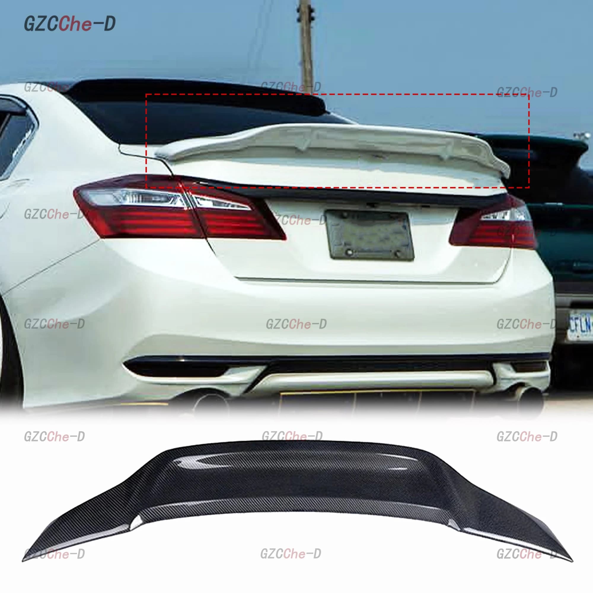 Honda 2014-2016 9th Accord Rear Spoiler R-Type Diffuser Luggage Lid Decorative Cover Carbon Fiber Material Body Kit Rear Wing