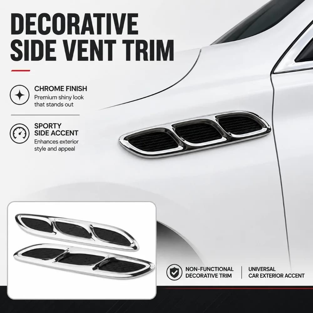 Chrome Side Vent Trim For Universal Models Car Fender Hood Decoration Exterior Styling Auto Accessories Tuning Parts Upgrade Kit