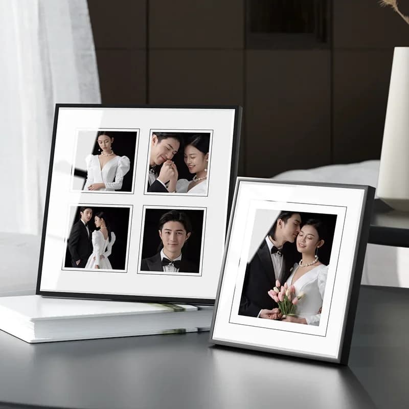 Creative Minimalist Black High-End Glass Photo Frame 7-inch & 10-inch Tabletop Wedding Picture Frame Home Décor