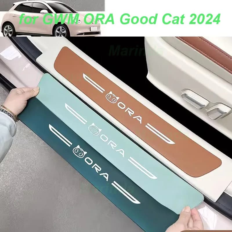 Car Threshold Bar Pedal Ruuber Cover for GWM ORA Good Cat 2024 Car Welcome Pedal Scuff Plate Anti-scratch Exterior Accessories
