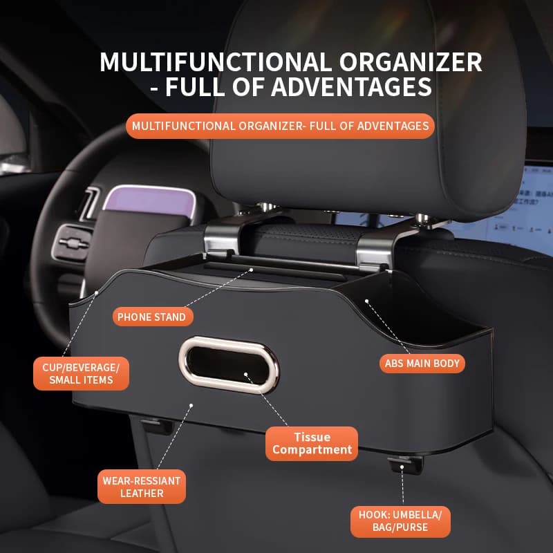 Car seatback hanging storage box, in-car organizer box, durable car storage box, universal car seatback storage box