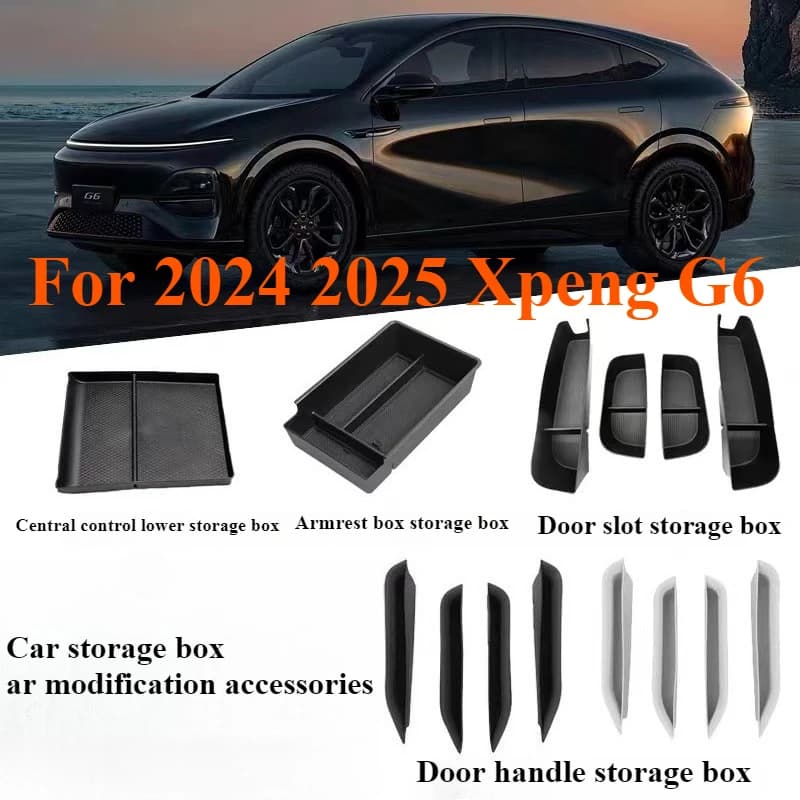 For XPENG G6 Center Console Organizer Box Foldable Storage Tray Car Interior Accessories Upgraded Material ETC Holder Anti-Slip