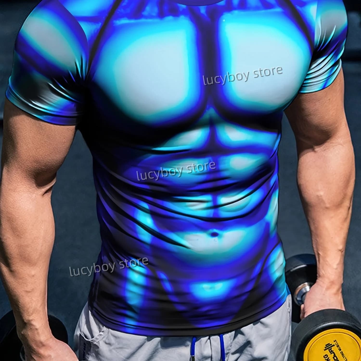 Men T-Shirt Gym Training Sportswear T-Shirt Muscle printRetro Oversized T-Shirt Casual Streetwear Tops Round Neck TeeMen Clothes