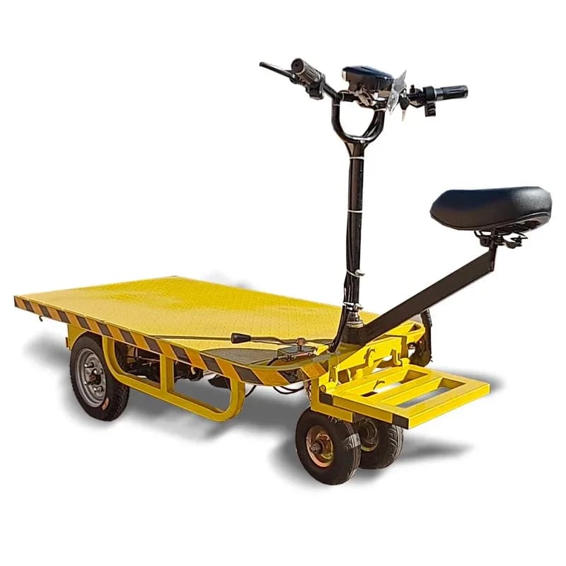 Small Motorized Handcart Featuring Standing Control, Rotating Seat, And Omni-Directional Casters