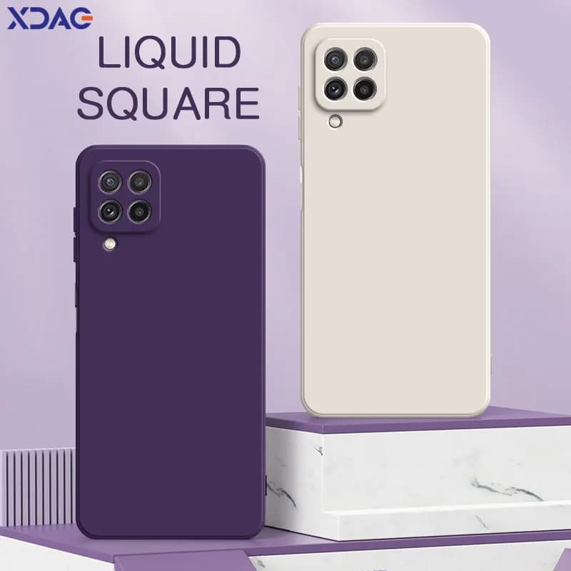 Square Liquid Silicone Back Cover for Samsung Galaxy A22 4G A42 5G Soft Camera Protective Waterproof Phone Case SamsungA22 Funda