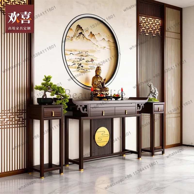 New Chinese Ebony Solid Wood Table Case Entrance Buddhist Terrace