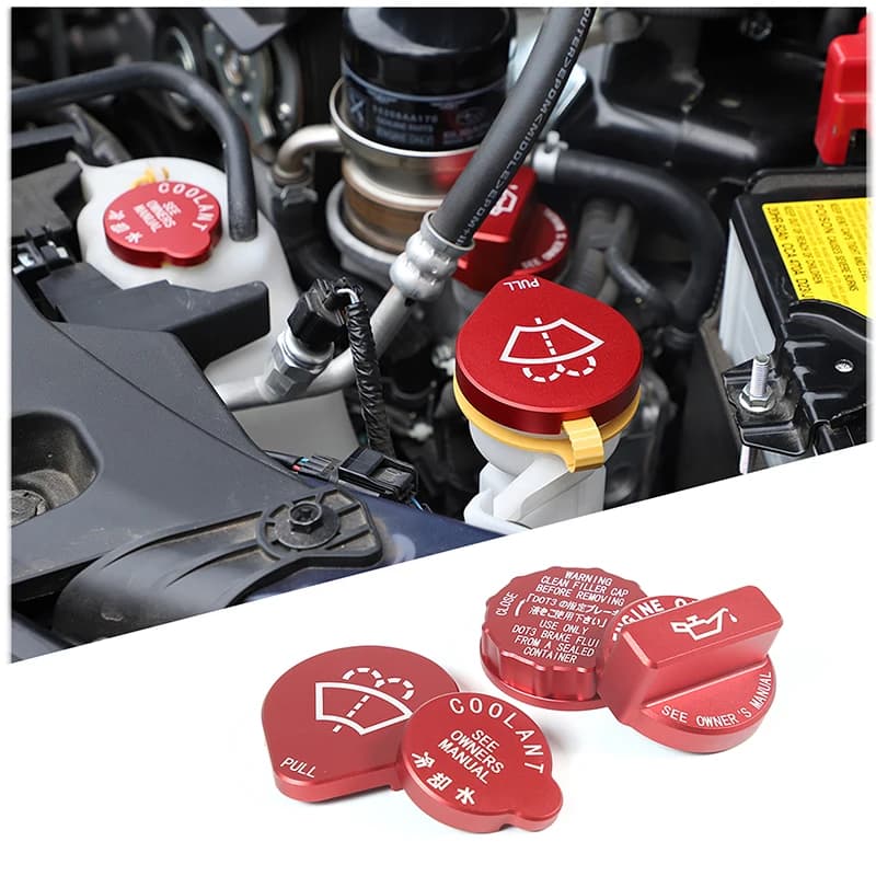 For Subaru WRX 2021 2022 2023 Aluminum Silver/Red Car Engine Room Oil Cap Fluid Reservoir Water Tank Cover Car Accessories