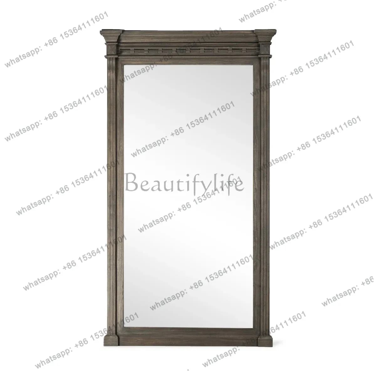 American wabi-sabi wind floor mirror home retro living room full body mirror French medium and ancient style