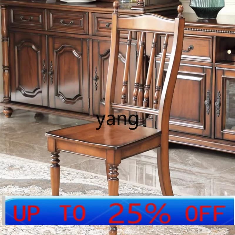 LTT all solid wood American simple chair dining room furniture combination medium antique walnut