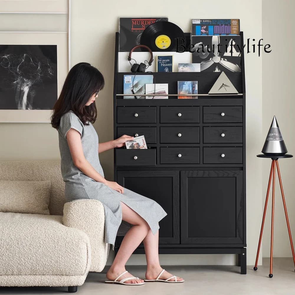 X Retro Side Cabinet Solid Wood Medieval Dougui Decorative Cabinet Magazine Storage Small Apartment Multi-functional Locker