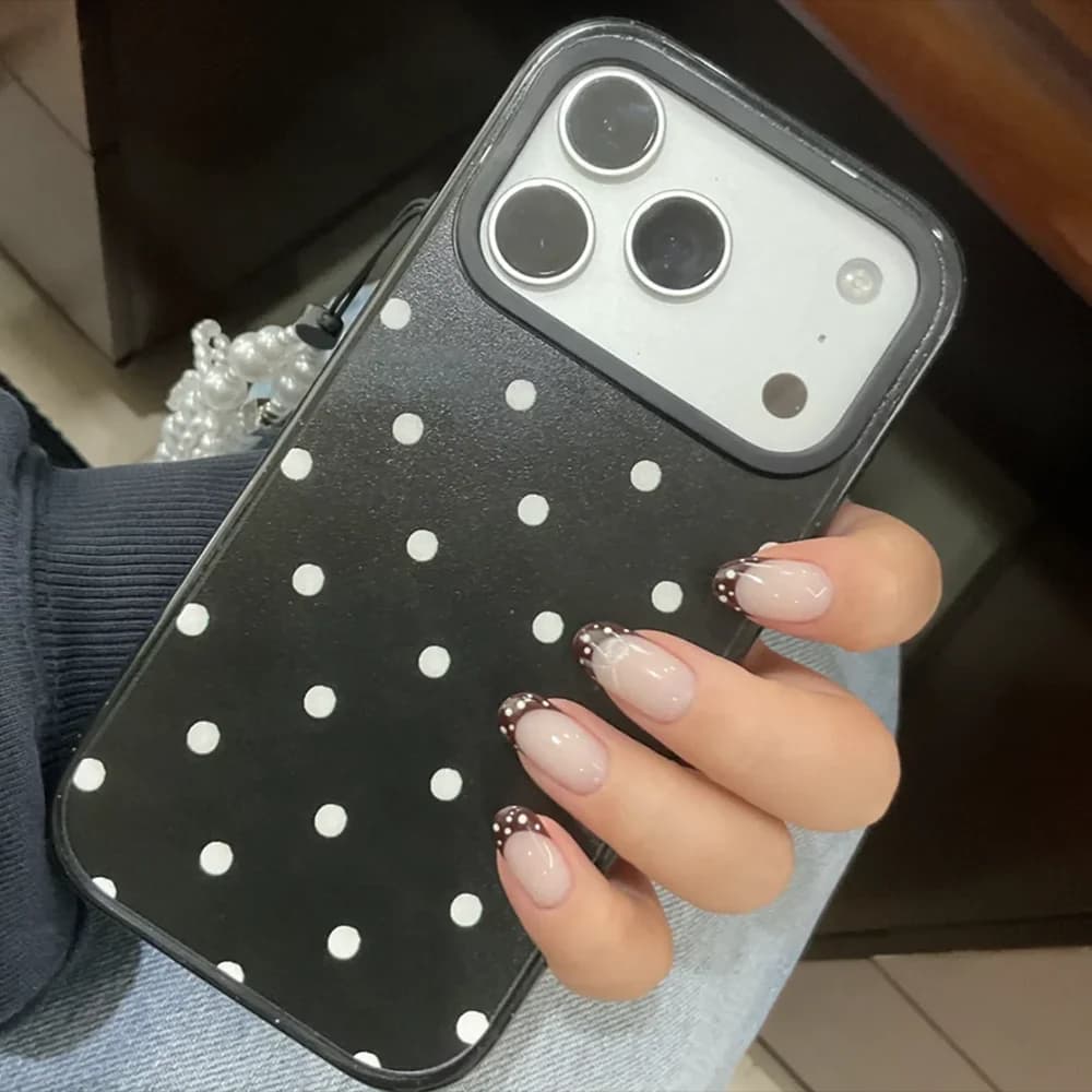 CASE Multicolour Dots Acrylic Black Border Cover for IPhone 12 13 14 15 16 17 Pro Max 17 Air Case - Protective Magnetic Case