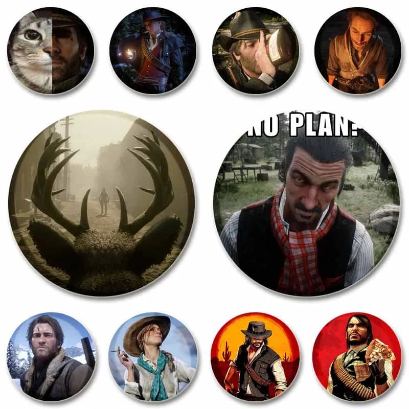 Red Dead Redemption 2 Game Brooch RDR2 Soft Button Pin Coquette Arthur Morgan Cosplay Badge Bag Hat Accessories Jewelry Gifts