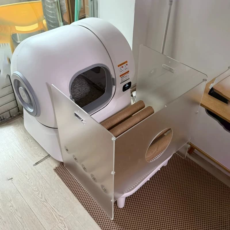 Design of pet cat litter pad anti-belt belt baffle plus height control sand table ladder