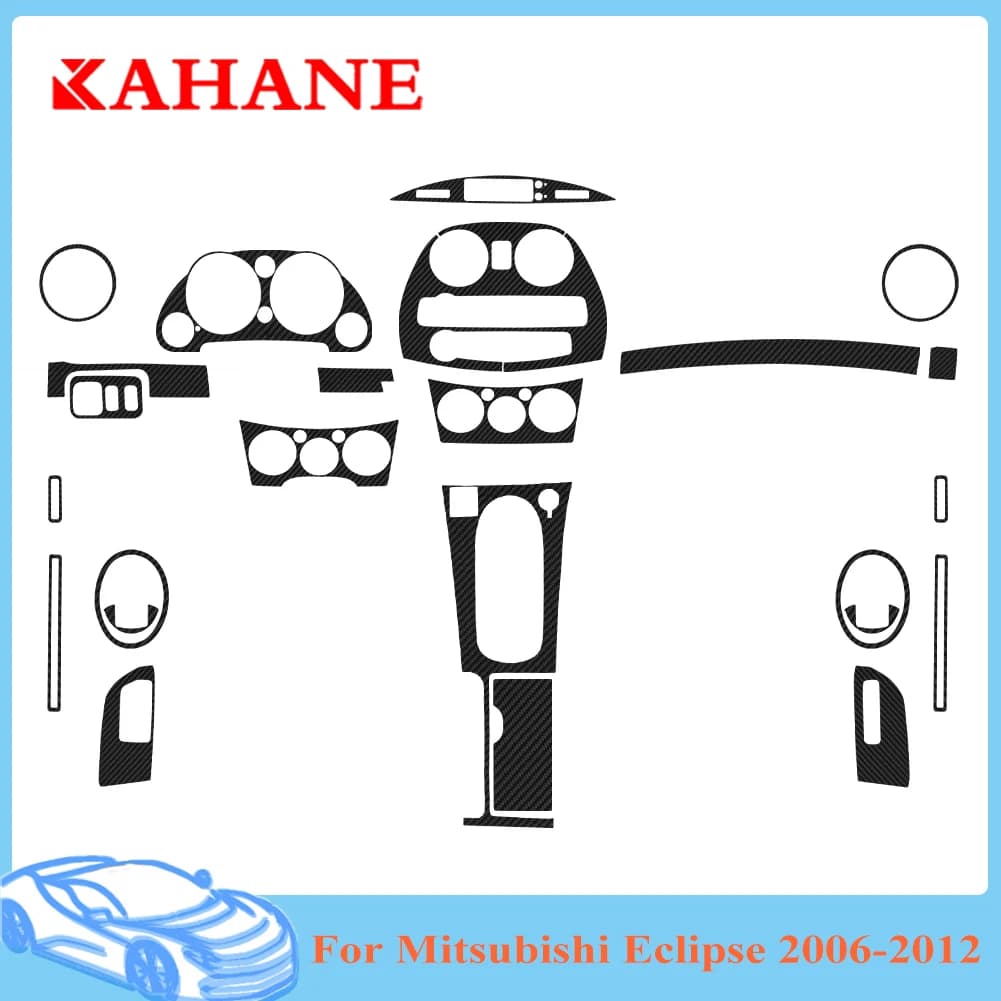 Black Car Carbon Fiber Stickers For Mitsubishi Eclipse 2006 2007 2008 2009 2010 2011 2012 Interior Decorative Trim Accessories