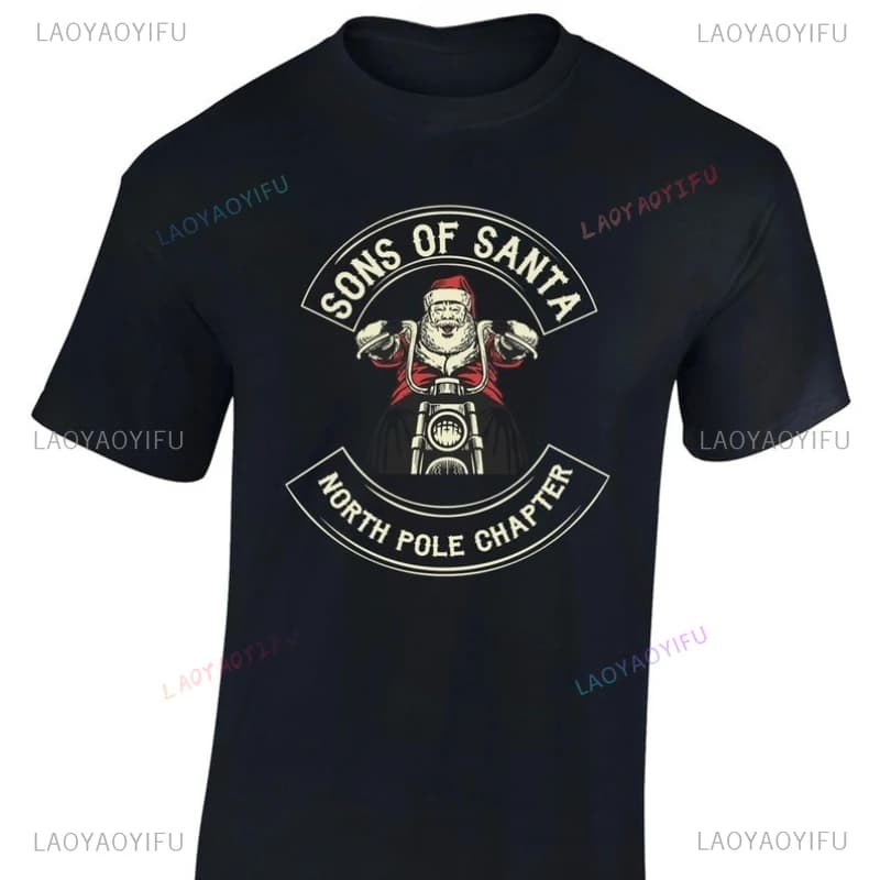 Sons of Santa Claus Men's T-Shirt Motorbike Christmas Funny Anarchy Biker Boyfriend Dad Husband Christmas Gift Unique Tees