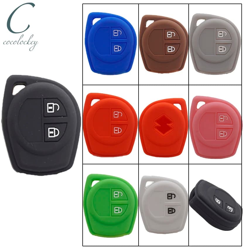 Cocolockey Silicone Rubber Key Fob Cover Case Fit For SUZUKI SWIFT SX4 ALTO VITARA IGNIS JIMNY Splash Remote Key 2 Buttons