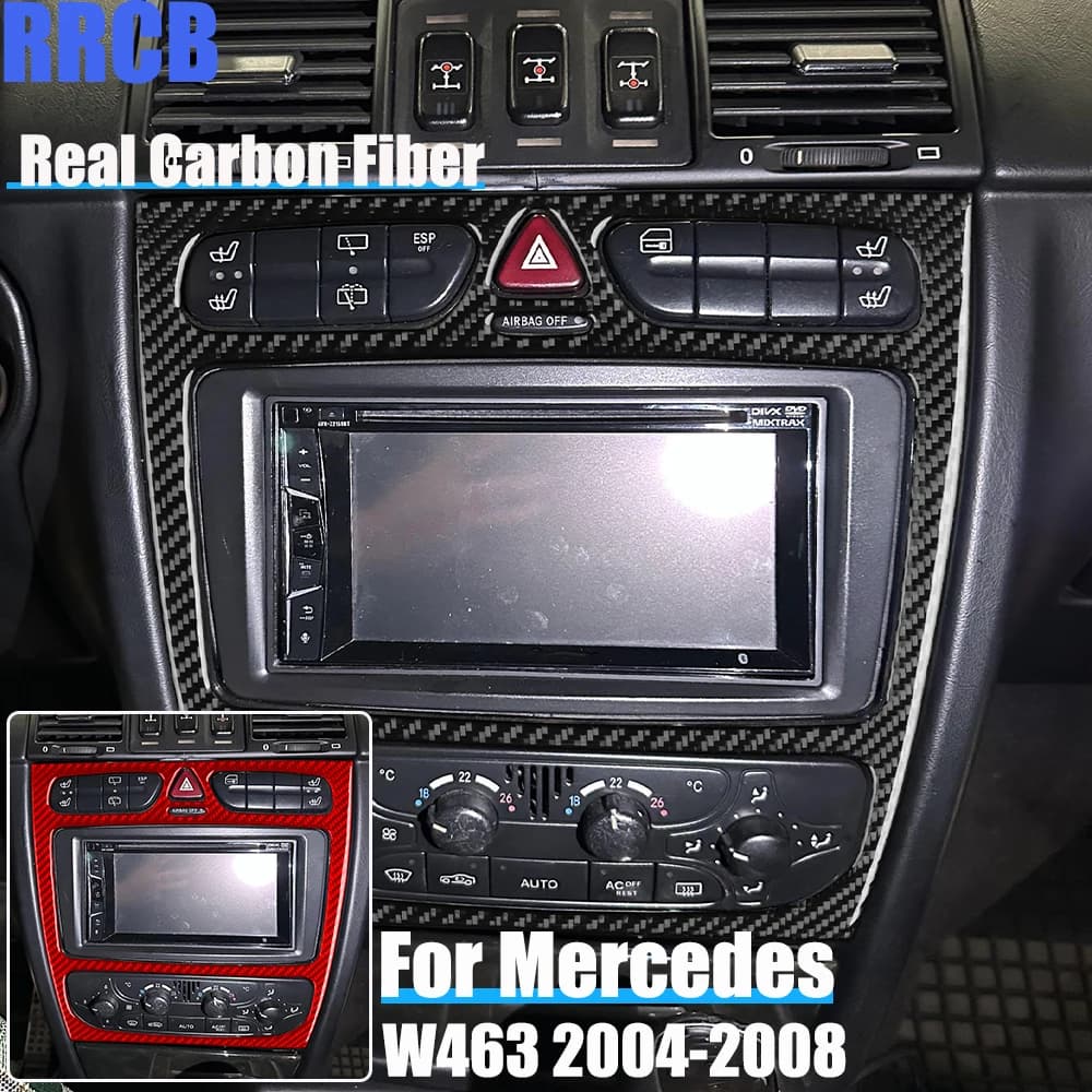 Real Carbon Fiber Car Accessories Center Cosnole Soft Cover Sticker For Mercedes-Benz G Class W463 G500 G55 G63 G550 2004-2008