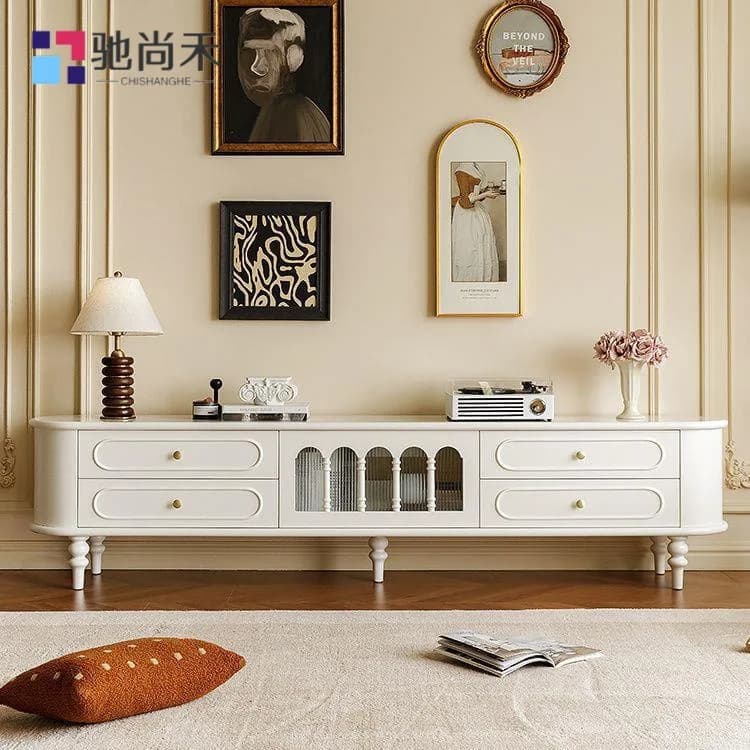LH TV Cabinet Living Room Household Coffee Table Combination Storage Integrated Cream TV Cabinet