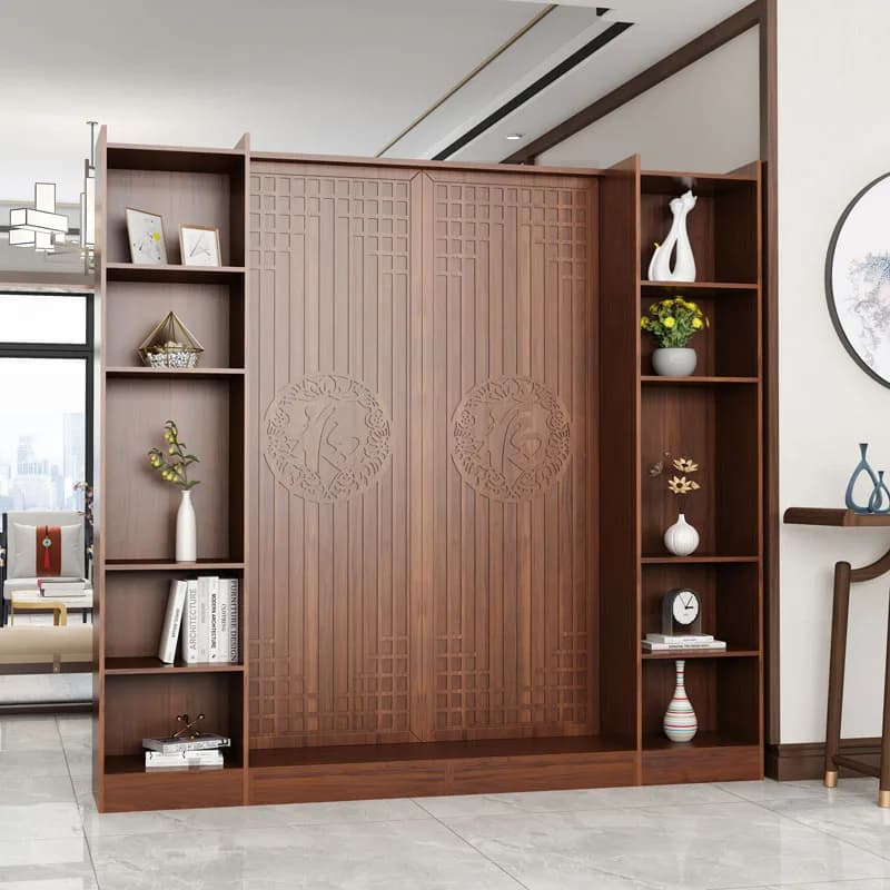 LH new Chinese entrance wooden partition cabinet entry decoration small apartment screen