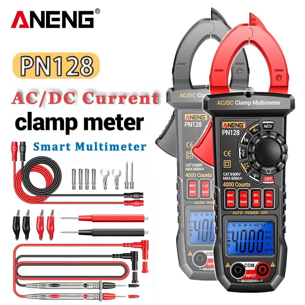 ANENG PN128 Clamp Meter 4000 Counts True RMS 600A AC/DC Current Voltage NCV Digital Multimeter Measure Tool
