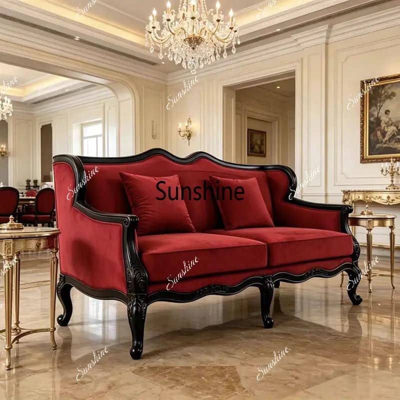 French retro solid wood carving flower sofa chair living room balcony casual backrest