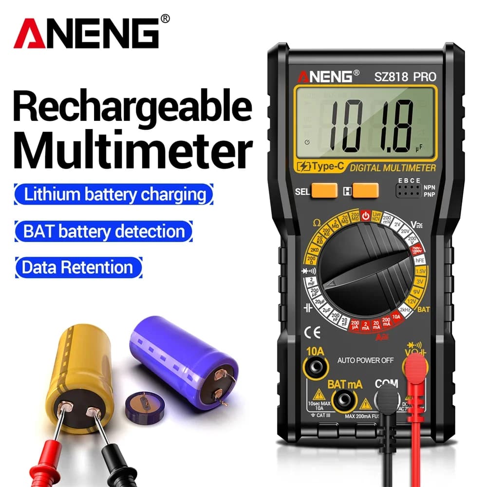 ANENG Digital Multimeters Tester SZ818 PRO Rechargeable AC/DC Voltage NCV Ammeter Voltmeter Professional Repair Detector Tools