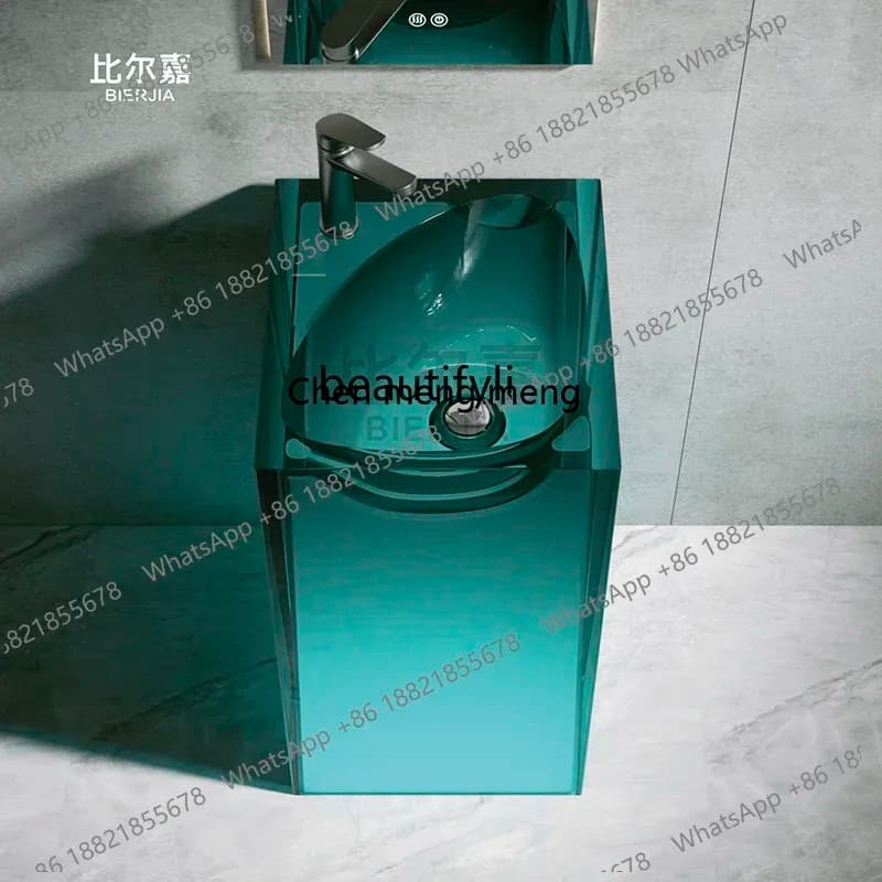xxxFloor-Type Bathroom Wash Basin Color Transparent Resin Art Basin Pedestal Basin