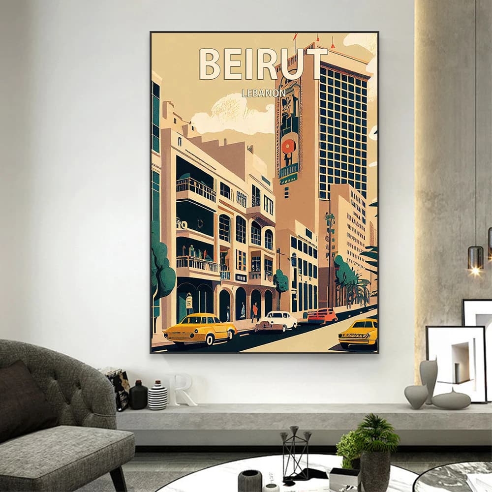 Lebanon Beirut Travel Art Print Poster Retro Landscape Beautiful Wall Art Vintage Canvas Painting Office Home Reading Room Decor