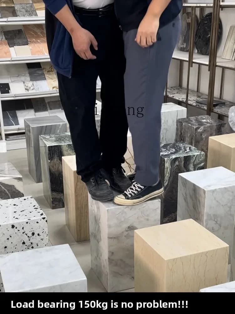 L7-15 natural marble ornament base living room floor high and low stone display stand decoration