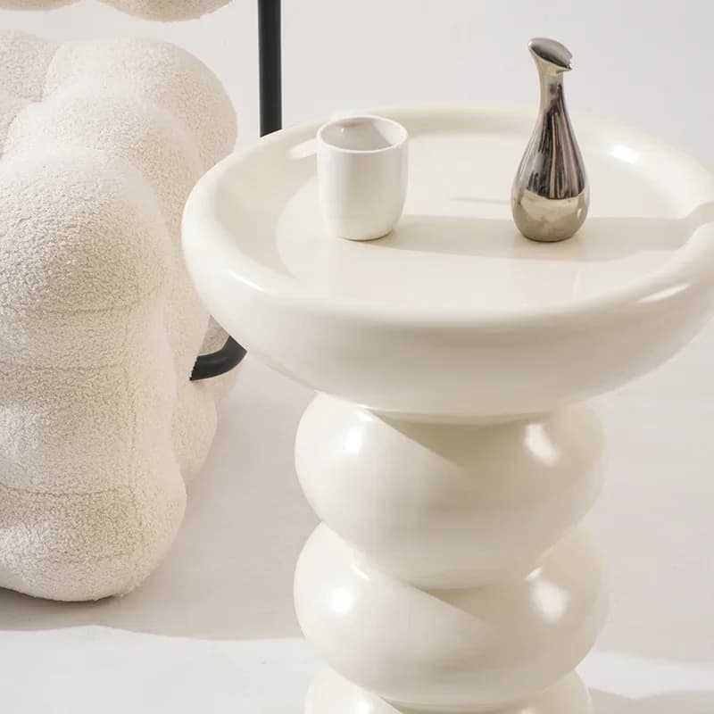 Cream wind side  wabi wind small round table designer small coffee table mini Internet celebrity bedside small table