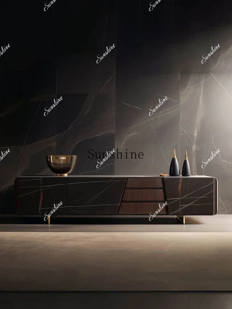Light luxury high-end entrance modern simple dining side cabinet Italian marble decorative locker  FT