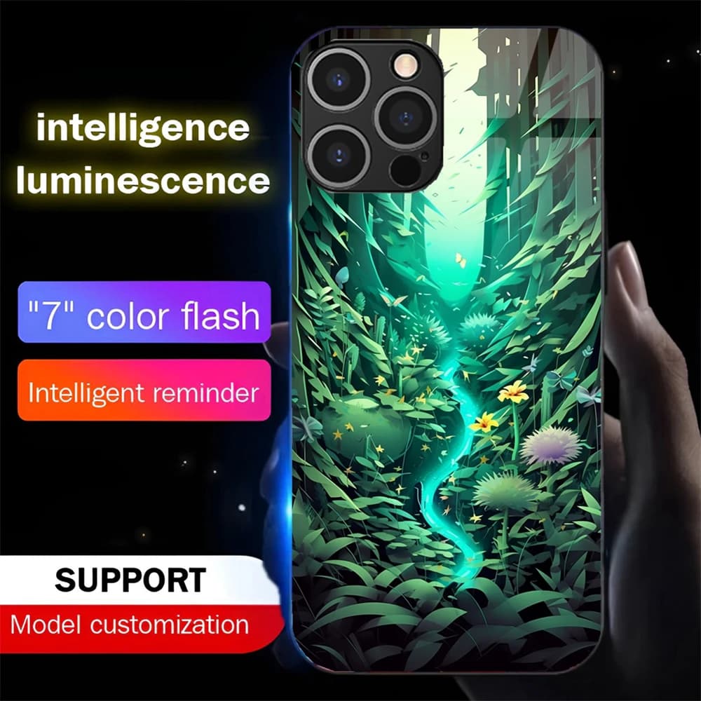 Starry Sky Forest Luminous Tempered Glass Phone Case LED Backlight Cover For Samsung S25 S24 S23 S22 S21 S20 FE Plus Ultra