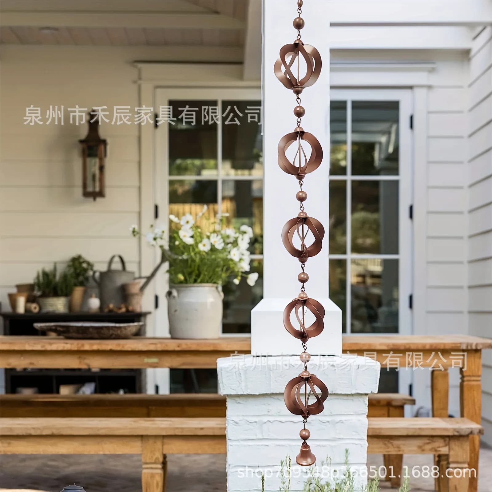 1m Rain Chain rotating rain chain, rotating wind bell, metal rain chain, garden handicraft pendant
