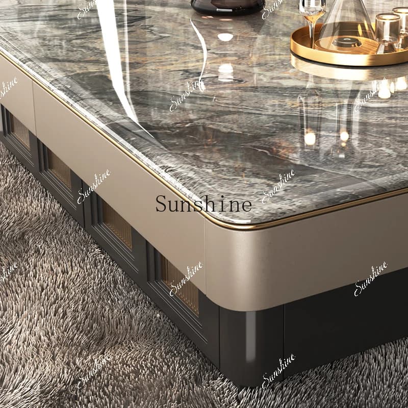 French luxury stone modern simple villa living room high-end home coffee table  FT